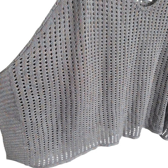 Big Buddha Gray & Rainbow Metallic One-Size Open Knitted Yoga Poncho - Picture 2 of 6